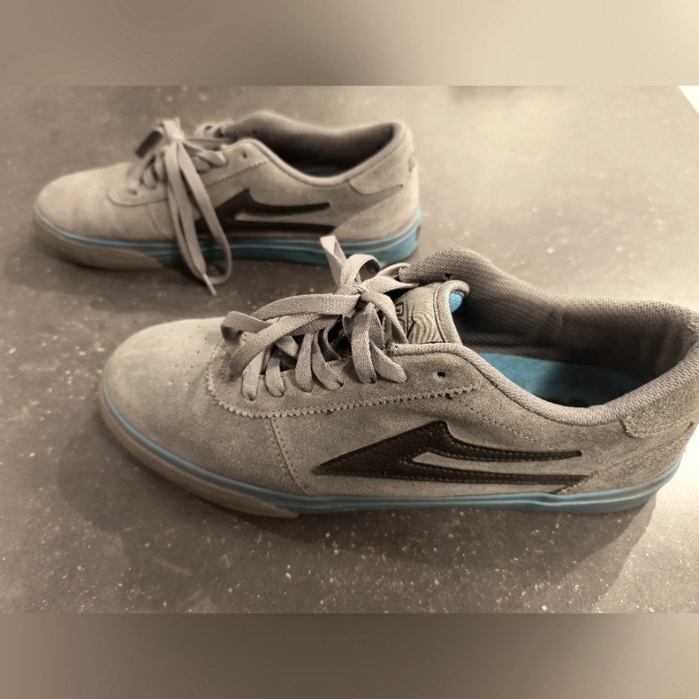 Lakai Manchester vintage 2007 suede skate shoes Grey/Cyan excellent condition